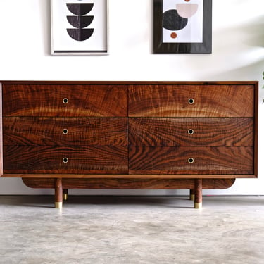 Mid Century Modern Dresser / Walnut Solid Wood Dresser / Hand Made 6 Drawer Dresser / Minimalist Dresser / Modern Walnut Dresser 