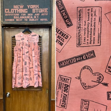 Vintage 1960’s Pink Black Label Pop Art Cartoon Mod Dress, Vintage 1960’s Dress. Novelty Print, Mod Dress, Cartoon Graphic Print, 1970s 