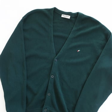 vintage cardigan / grandpa cardigan / 1990s Arnold Palmer green wool knit grandpa cardigan Large 
