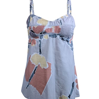 Marni - Light Grey Muted Abstract Floral Print Sleeveless Cotton Top Sz S