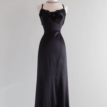 Stunning Vintage Silk Charmeuse Slip Dress With Mermaid Hem / SM