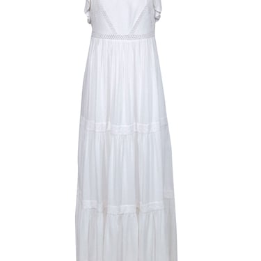 Lilly Pulitzer - White Tired &quot;Ivie&quot; Maxi w/ Lace Trim &amp; Ruffle Sleeves Sz 4