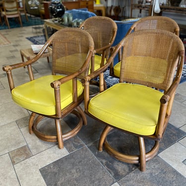 Vintage Rattan/Cane Swivel Chairs