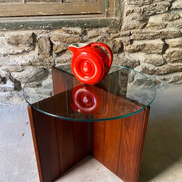 Mid century end table Danish modern side table glass top table 