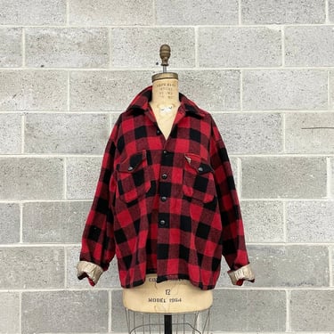 Vintage Hudson Bay Shirt Retro 1960s RARE + The Bay + Lumberman Shirt + Buffalo Plaid + Red and Black + Wool + Shacket + Unisex Apparel 