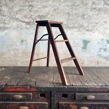 Vintage JR Clark Mfg Rid-Jid Folding Wood Stepstool 