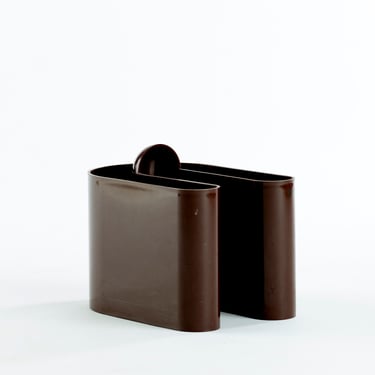 Brown plastic magazine holder designed by Rodolfo Bonetto 