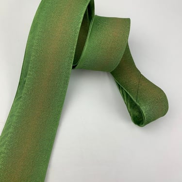 1960'S Tonal Striped Tie - Ombré Vivid Green to Tan - Unusually Beautiful Colors - Narrow Width - Excellent Condition 