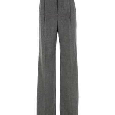Saint Laurent Woman Embroidered Wool Wide-Leg Pant