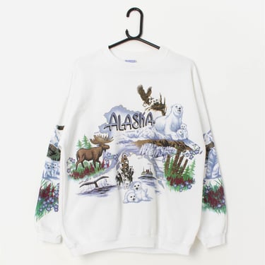 Epic vintage Alaska graphic sweatshirt in white - Large 