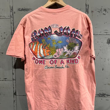 XL 90s Hanes Ron Jon Surf Shop T-Shirt pink Cotton Tourist Florida Vacation Beach Outdoors  1990s 