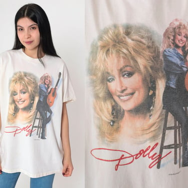 Dolly Parton Shirt Y2K Country Music T-shirt Dollywood Graphic Tee Concert T Shirt Tour TShirt Retro American Pop White Vintage 00s Large L 