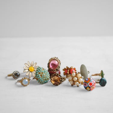 Vintage Collection of Costume Jewelry Rings 