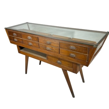 50s Mid Century Modern Curio Console Display Table 