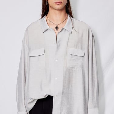 Stripe Rayon Crop Pocket Shirt