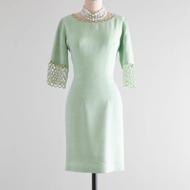 Fabulous 1960's Two Piece Wiggle Dress & Vest By Claralura / XS