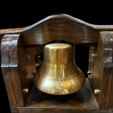 Large Brass Bell on Wood Stand