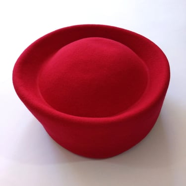 FABULOUS & RARE Vintage Red Wool Sailor Hat - Avant Garde 