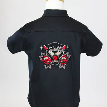 Boy's Embroidered Black Panther Top 