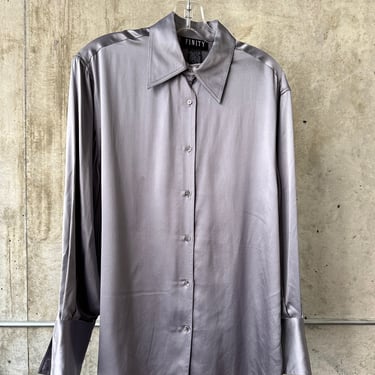 Grey Silk Button Down