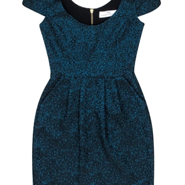 Amanda Uprichard - Blue & Black Sleeveless Pouf Mini Dress Sz P