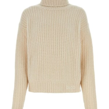 Gucci Women Sand Cashmere Blend Sweater