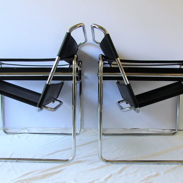 A Pair of Vintage Wassily Style Lounge Chairs 