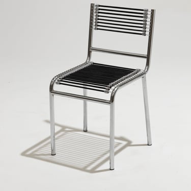 CHAISE EN ACIER ET CORDE ÉLASTIQUE, RENÉ HERBST, 1970s