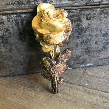 French Gesso Rose, Gilded Wood, 19th C Antique, Chateau Decor 