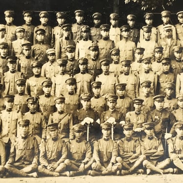 Japanese Showa C1939 Army Reserve Soldiers Photograph Vtg Military Sepia PH161