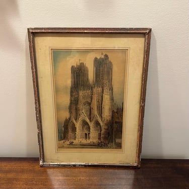 Signed Lithograph of Reina Cathedral, James Alphege Brewer - Free Shipping 