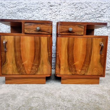 Vintage Pair of Bedside Tables / Mid Century/ Nightstand Storage/ Retro Night Tables/ Storage Tables/ Wooden Nightstands / Yugoslavia/ 70s 