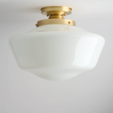 16 Inch Large Milk Glass - White Schoolhouse Light Fixture - Flush Mount ** handblown glass made in the USA ** 
