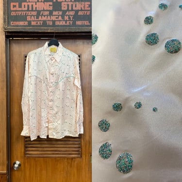 Vintage 1970's "Jizz" Glam Rock Glitter Bubble Western Cowboy Shirt, Vintage Clothing, Vintage Western Shirt, Cowboy Shirt, Vintage 1970s 