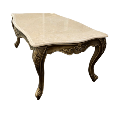 French Gilded Coffee Table w Faux Marble Top DS227-15