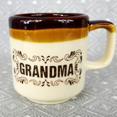 80s Grandma Coffee Cup - Brown Shades - Grandmother Granny - Vintage 1980s Mug 