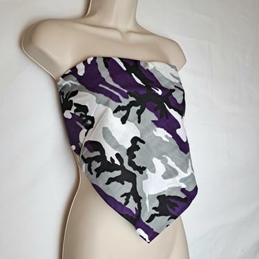 Vintage 2000s Purple & Grey Camo Bandana 