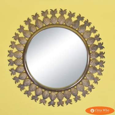 Round Metal Pineapple Mirror