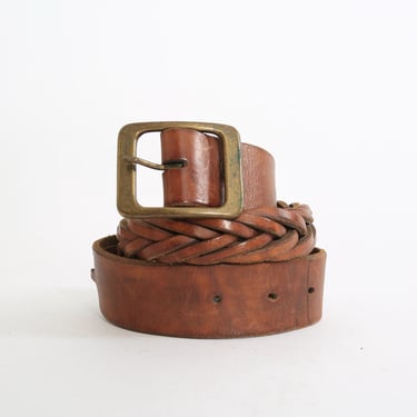 Vintage 60s braided brown leather belt 