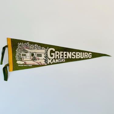 Vintage Greensburg Kansas Pennant The Big Well 