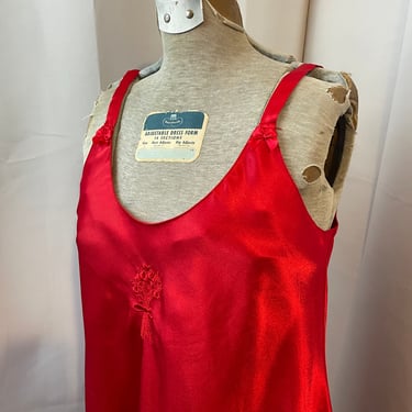 Red Satin babydoll Nightie Nightgown Slip Dress 1980s Vintage XS 