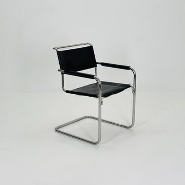 Iconic Black Leather S34 Cantilever Chair by Mart Stam for Thonet, 1980s 