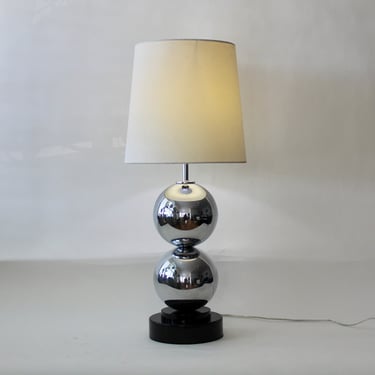 Van Teal Two Stacked Chrome Ball Table Lamp 