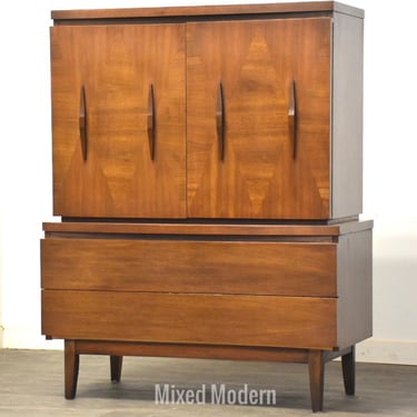 Walnut Mid Century Modern Armoire Dresser 