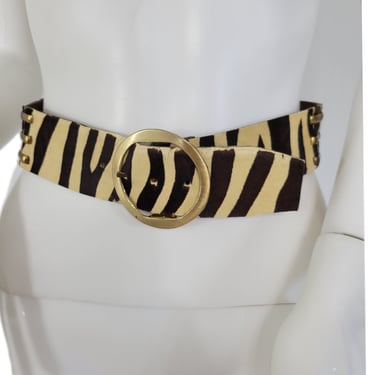 Calderon 1960's Zebra Stripe Cow Hide Belt I Sz Med I Sz 25