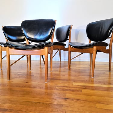 Mid Century Finn Juhl for Baker Furniture NV-51 Set of Four Dining Chairs 