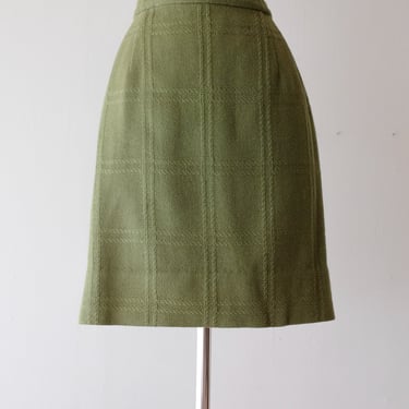 Delightful 1960's Paul Chase Moss Green Wool Mini Skirt / Sz S