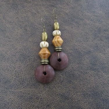 Bold wooden mid century modern earrings 2 