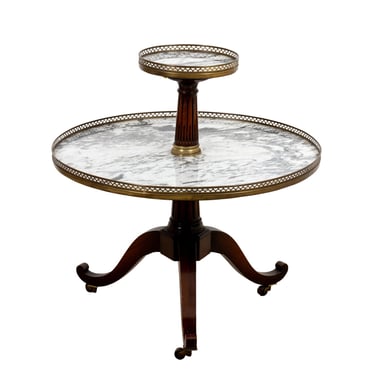 Louis XVI Style marble Top 2 Tier Table