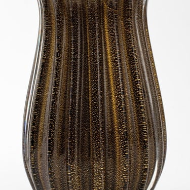 Salviati Style Bronze &amp; Gold Fleck Glass Vase